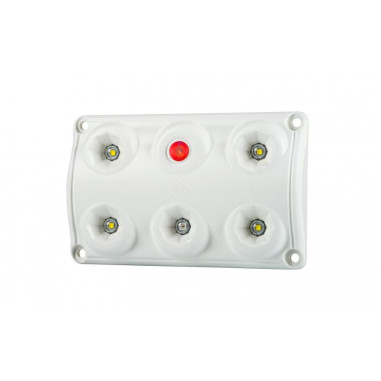 Binnenverlichtingslamp, rechthoekig met schakelaar en rode LWD 2157 diode