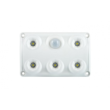 Lampa oświetlenia wnętrza, prostokątna, z czujnikiem ruchu biała  LWD 2156