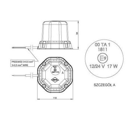 Výstražny maják pilot LED 12/24V LDO 2277