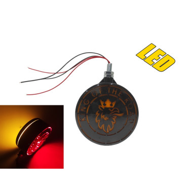 ESPEJO OREJA NARANJA ROJO LED KING OF THE ROAD (W1009)