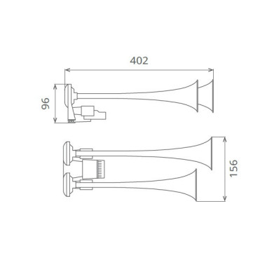 DUBBEL PNEUMATISCHE FANFA 24V CHROOM 2TON SEGER