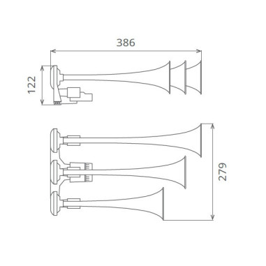 DRIEVOUDIGE PNEUMATISCHE FANFA 24V CHROOM 3TON...