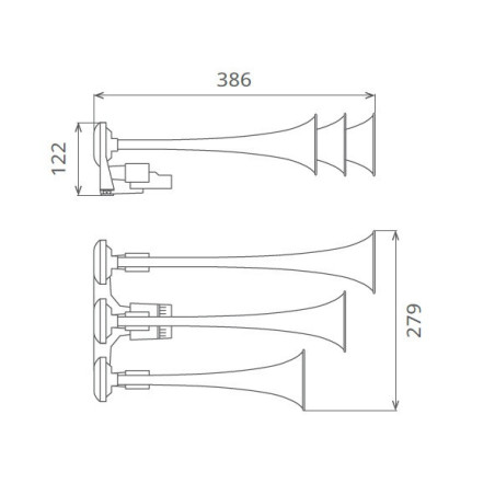 Truck air horn chrome 24V 3 Ton SEGER