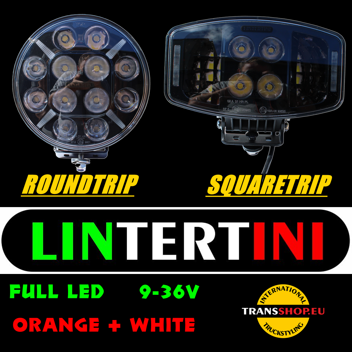 New from Lintertini - LED long-range halogens with orange positioning.